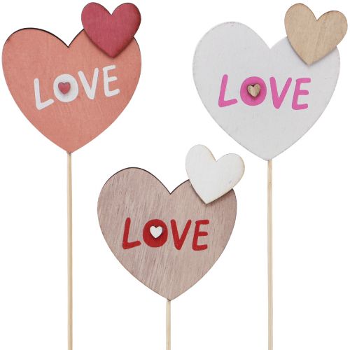 položky Květinová zátka ze dřeva Love dekorativní zátka 8×7,5cm 12 ks