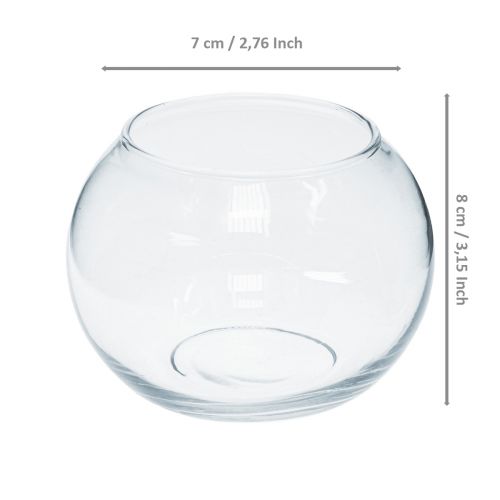položky Kulová váza Skleněná Mini váza Kulatá skleněná dekorace V8cm Ø7cm
