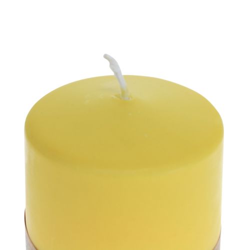 Floristik24 Sloupová svíčka žlutá citronová Svíčky Wenzel PURE svíčky 90×70mm