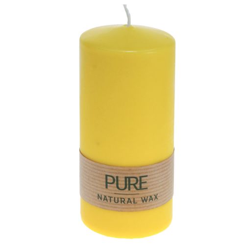 Floristik24 Sloupová svíčka žlutá citronová Svíčky Wenzel PURE svíčky 130×60mm