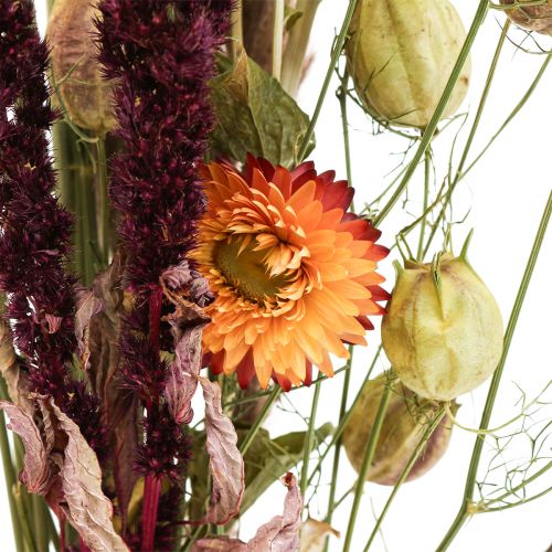 položky Kytice ze sušených květů slámových květů oranžově fialová 55cm 70g