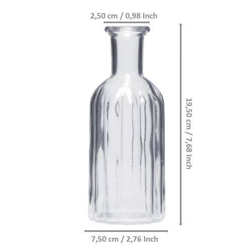 položky Váza na lahve, skleněná váza, vysoká váza, čirá, Ø7,5 cm, V19,5 cm, 2 kusy
