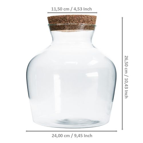 Floristik24 Dekorativní sklenice s korkem Dekorativní váza s víkem V25cm Ø24cm