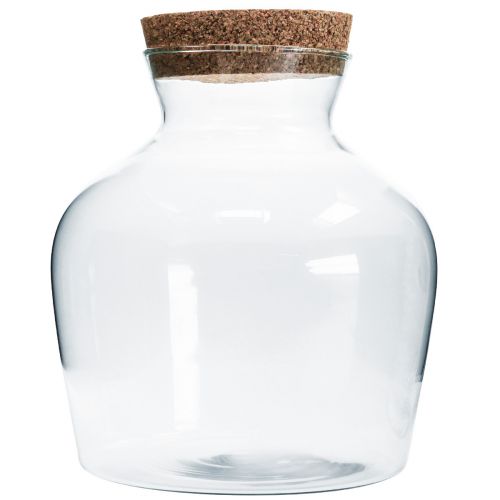 Floristik24 Dekorativní sklenice s korkem Dekorativní váza s víkem V25cm Ø24cm