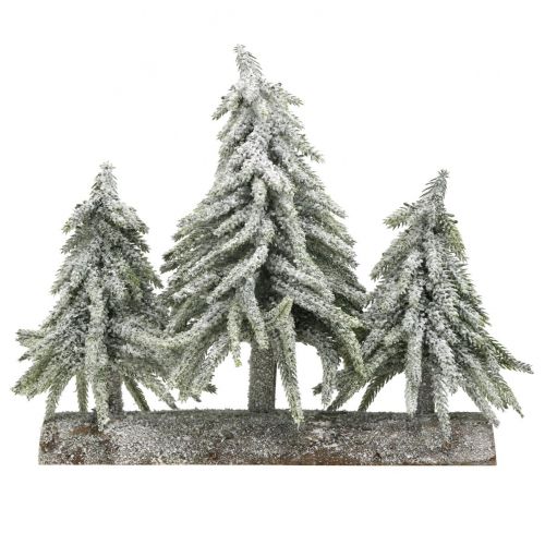 Floristik24 Mini vánoční stromeček trio na špalku vánoční dekorace 28cm