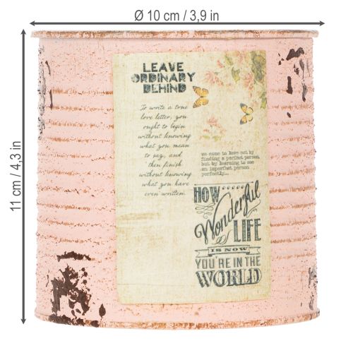 položky Dekorativní květináč plechovka lososová kovová letní dekorace Ø11cm V10,5cm