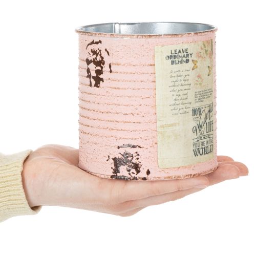 položky Dekorativní květináč plechovka lososová kovová letní dekorace Ø11cm V10,5cm