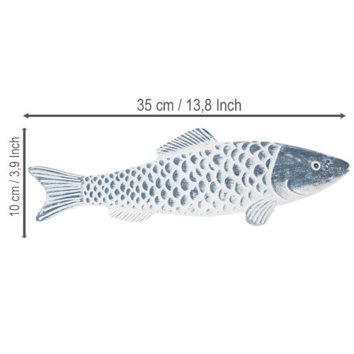 Dřevěná rybka v modré a bílé barvě, dekorace rybky, dřevěná moučka, 35 cm, 1 kus | Floristik24.cz