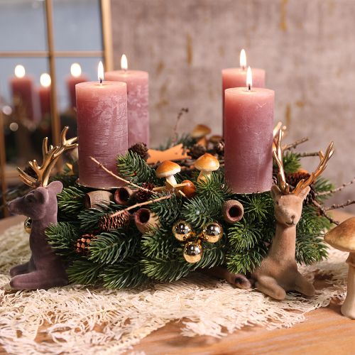 položky Jednobarevné svíčky růžové sloupové svíčky starorůžové 70×120mm 4 ks