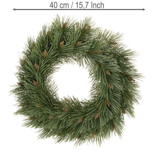 Umělý věnec z borových větviček s malými šiškami, 40 cm | Floristik24.cz