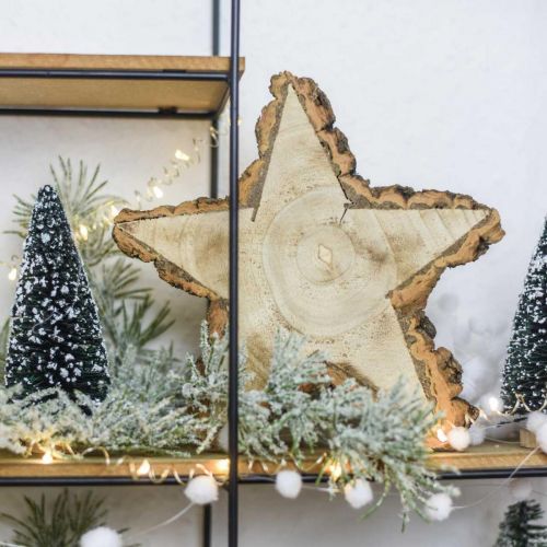 položky Podnos z plátku stromku, vánočka, dřevěná dekorace hvězda, přírodní dřevo Ø20cm