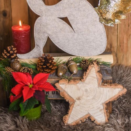 položky Dřevěný podnos na adventní stromeček ve tvaru hvězdy, vánoční, hvězda dekorace přírodní dřevo Ø29cm