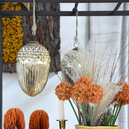 položky Podzimní dekorace, dekorativní žalud pravé sklo, adventní, starožitný vzhled Ø12cm V21cm