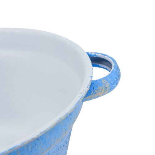 položky Dekorativní květináč do misky modrý kovový dekorace shabby Ø17cm V8,5cm