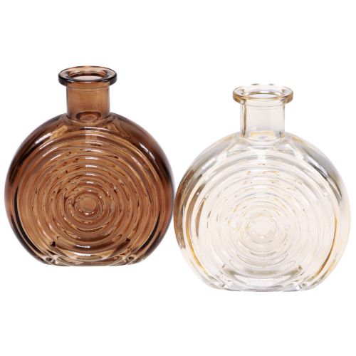 Skleněné vázy retro mini vázičky sklo hnědá béžová V13,5cm 2ks