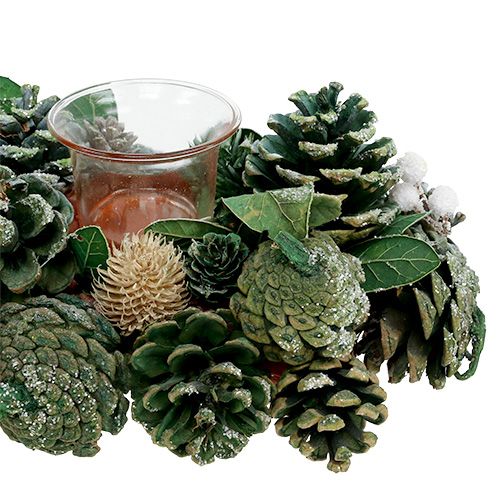Floristik24 Adventní aranžmá 45cm zelené na 4 čajové svíčky