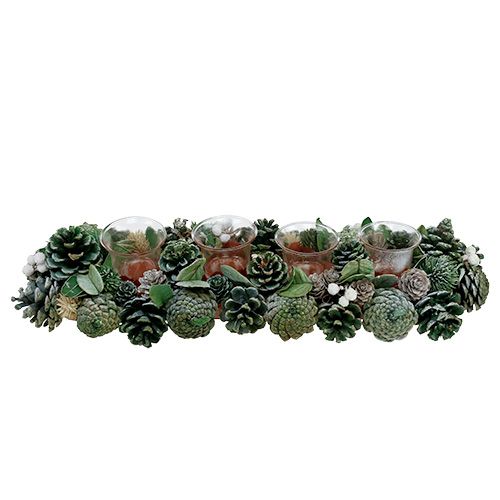 Floristik24 Adventní aranžmá 45cm zelené na 4 čajové svíčky