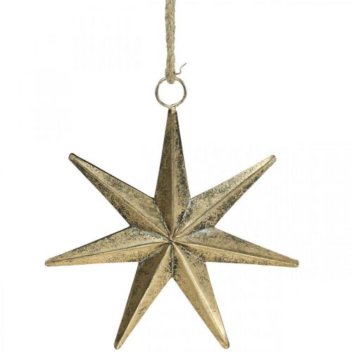 Vánoční dekorace přívěsek hvězda zlatý starožitný vzhled Š19,5cm