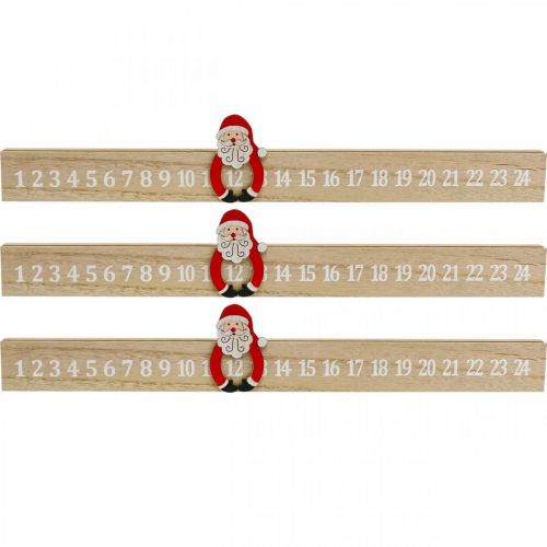 Floristik24 Adventní kalendář dřevěný adventní proužek deco advent 48,5cm 3ks