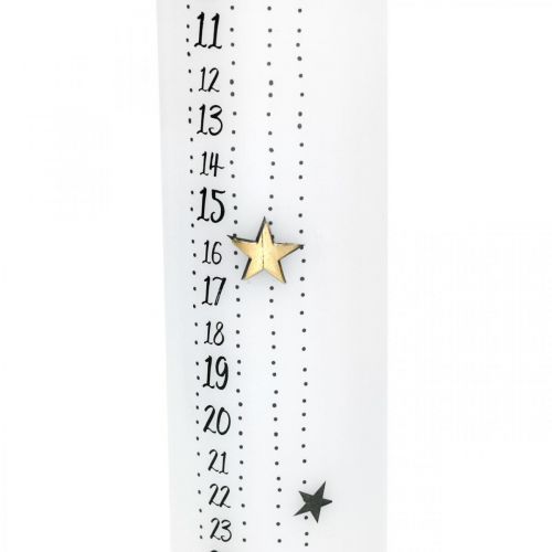 Floristik24 Adventní kalendář svíčka Bílá sloupová svíčka vánoční 250/50mm