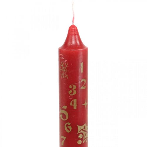 Floristik24 Adventní kalendář svíčka červená vánoční svíčky V25cm 2ks