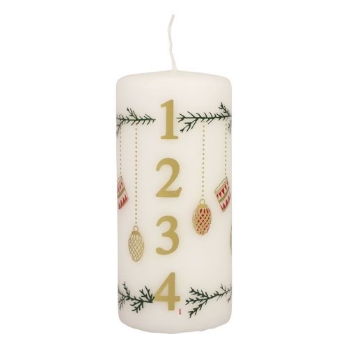 Floristik24 Adventní kalendář svíčka Adventní svíčka svíčka bílá 150/65mm