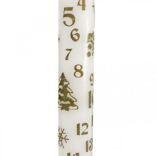 Floristik24 Adventní kalendář svíčka bílé svíčky Vánoční V25cm 2ks