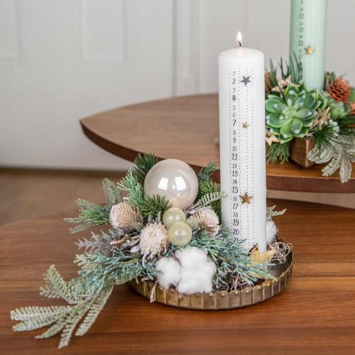 položky Adventní kalendář svíčka Bílá sloupová svíčka vánoční 250/50mm