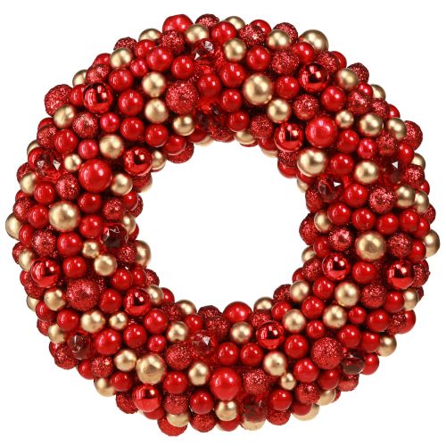 Floristik24 Adventní věnec červenozlatý kuličkový věnec vánoční Ø33cm