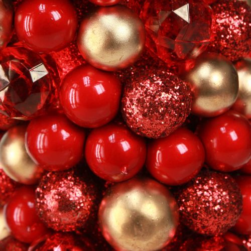 Floristik24 Adventní věnec červenozlatý kuličkový věnec vánoční Ø33cm