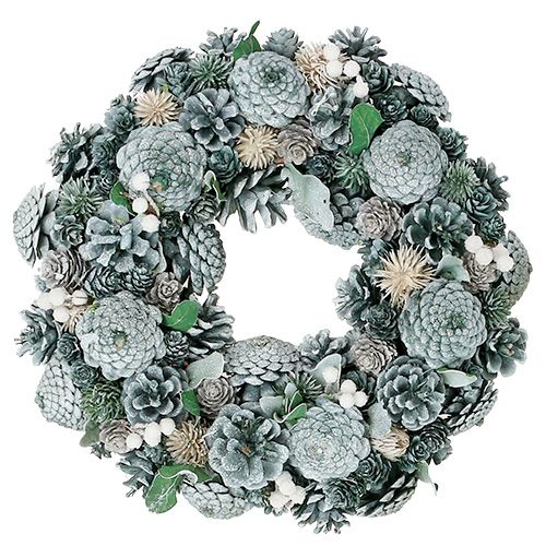 Adventní věnec se šiškami zelený Ø35cm | Floristik24.cz