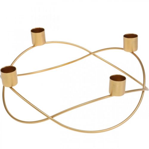 Floristik24 Svícen zlatý adventní věnec kovový Na kuželové svíčky Ø24cm