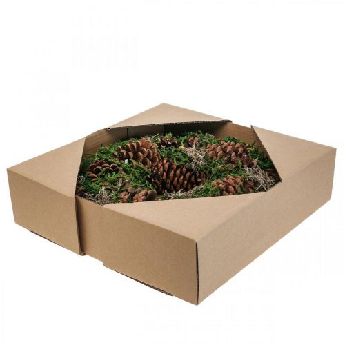 Floristik24 Adventní věnec na dveře věnec dekorační věnec se šiškami z mechu Ø30cm