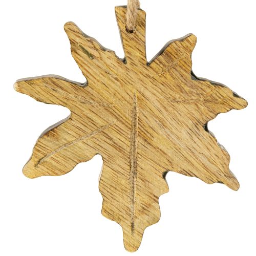 položky Dřevěná dekorace z javorového listu, podzimní zelená, červená, hnědá, V10cm, 6 kusů