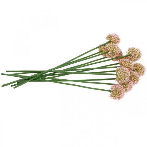 Floristik24 Umělá květina allium růžová 38cm umělá okrasná cibule hedvábná květina v svazku 12ks