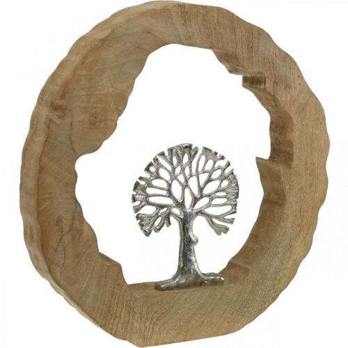 Dekorace na stromeček na stůl dřevo na umístění mangové dřevo přírodní, kov 32×5×34cm