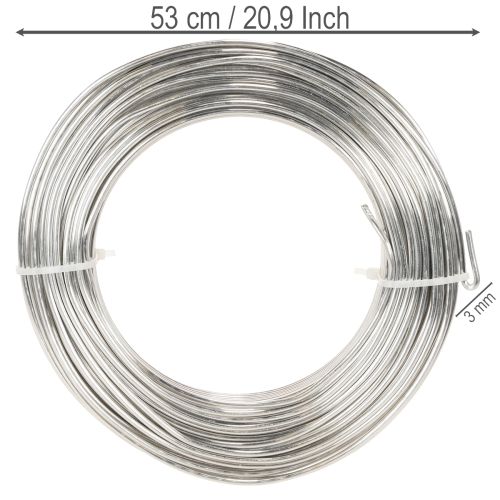 Hliníkový drát, stříbrný, 3 mm, řemeslný drát pro kreativní projekty, 1 kg | Floristik24.cz