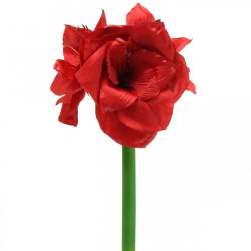 Amaryllis červený umělý hedvábný květ se třemi květy V40cm
