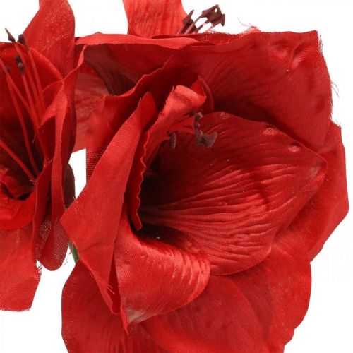 položky Amaryllis červený umělý hedvábný květ se třemi květy V40cm