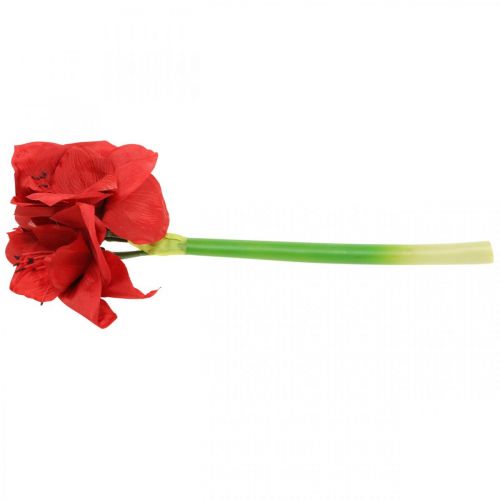 položky Amaryllis červený umělý hedvábný květ se třemi květy V40cm