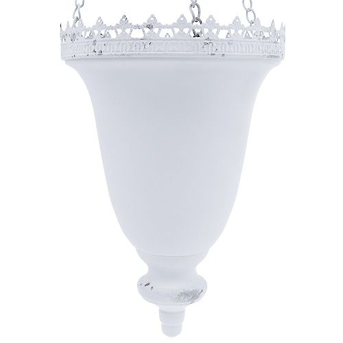 Floristik24 Kovový závěsný koš bílý Ø21cm H30cm