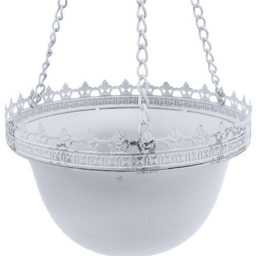 Floristik24 Závěsný závěsný košík bílý Ø23cm V21cm