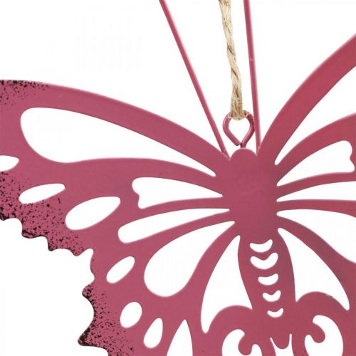 Přívěsek motýl deco metal rose pink 8,5x9,5cm 6ks