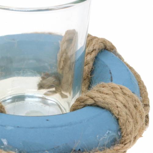 Floristik24 Skleněná lucerna se záchranným kruhem Ø11cm H7cm sada 3 ks