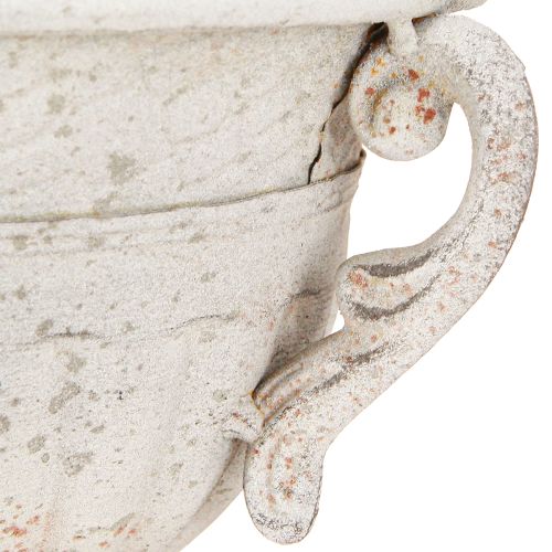 Floristik24 Starožitná trofej s uchy kovová dekorace vintage šedá bílá V18cm
