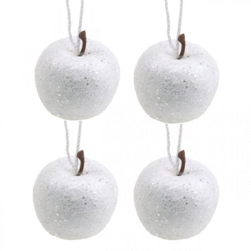 Floristik24 Deco mini jablko třpytivé bílé ozdoby na vánoční stromeček Ø3,5cm 24 ks