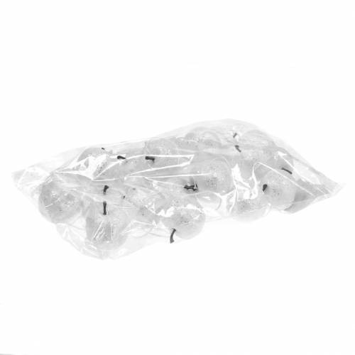 Floristik24 Deco mini jablko třpytivé bílé ozdoby na vánoční stromeček Ø3,5cm 24 ks