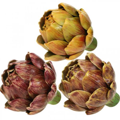 Floristik24 Artyčok Umělá zelenina Deco Barevná Assorted H10,5cm 3ks