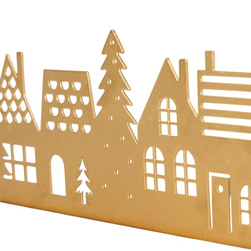 Silueta domečku Adventní dekorace na dřevěném podstavci 29 cm | Floristik24.cz