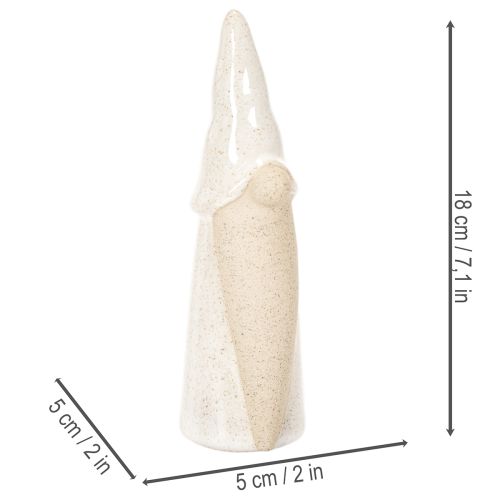 Dekorativní figurka trpaslíka, světlá keramika, skandinávský styl, 18 cm, 3 díly | Floristik24.cz